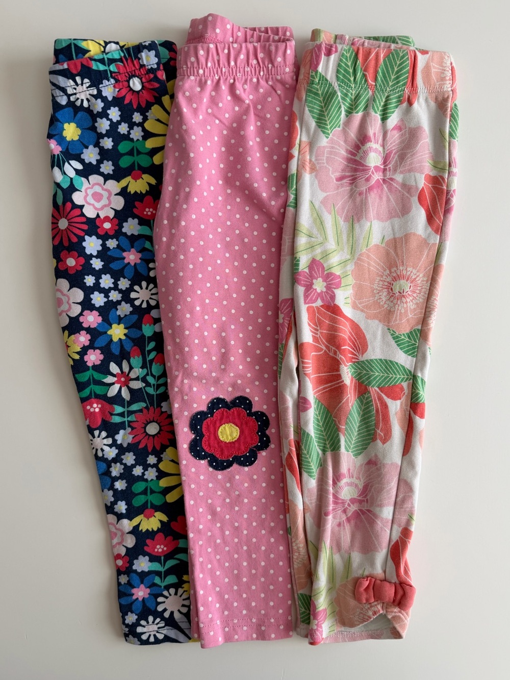 Girls 3T Gymboree & Carter's Leggings Bundle-Flowers, Polka Dots, Ladybug, Bows